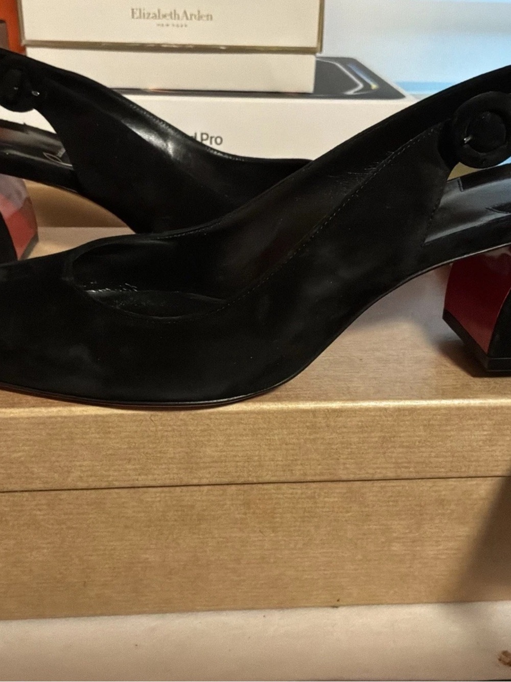 Christian Louboutin Black Slingback Block Heel Pumps EUR SIZE  38.5